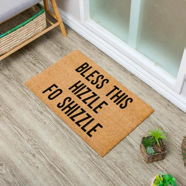 Bless This Hizzle Fo Shizzle Heavy-Duty Coconut Coir Doormat - Non-Slip Premium Outdoor Mat For Entryway With Humorous - view 3