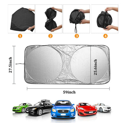 Foldable Car Windshield Visor Sun Protector Cover Front Rear Sun Block Window Sun Shade Auto Sunshade With Suction Cup - view 2