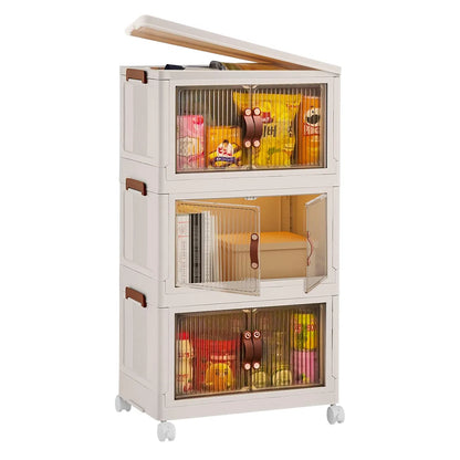 3Pcs Foldable Storage Bins With Lid Front Magnetic Door Collapsible Stackable Closet Organizer Containers With 4Pcs - view 5