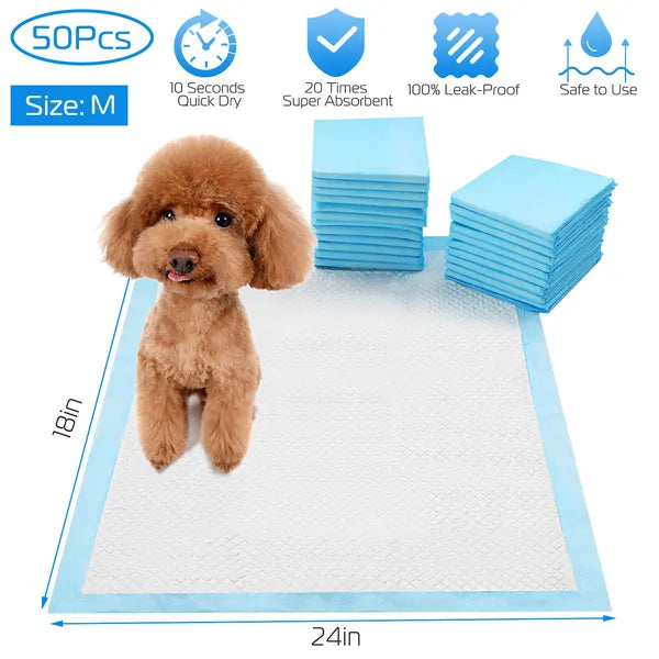 50Pcs/Set Dog Training Pads Puppy Pee Pads Cat Wee Mats Potty-Train 24x18In