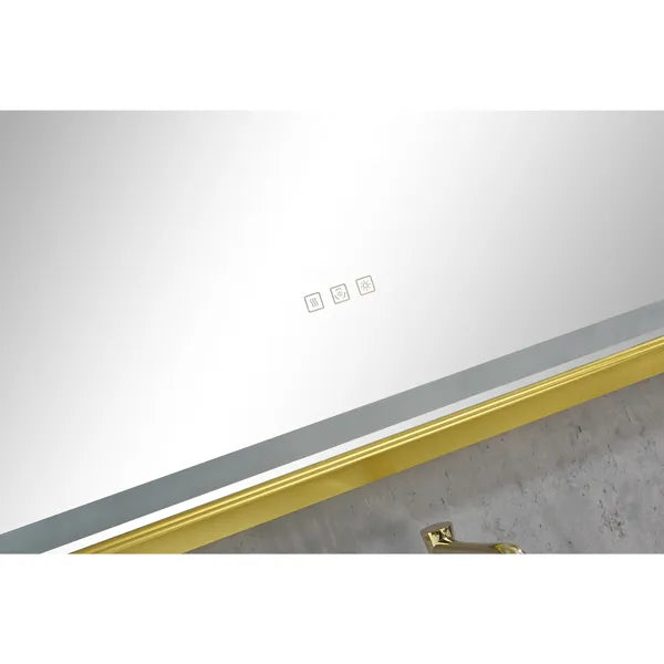 42x24 Inch LED Frontlit Bathroom Mirror with Metal Frame, Wall Mounted Vanity Mirror with Smart Touch Button, Anti-Fog - view 9