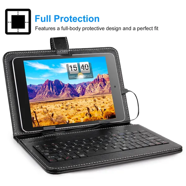 7.9in Protective Keyboard Case PU Leather Back Stand Tablet Cover Via USB 2.0 Cable - view 2