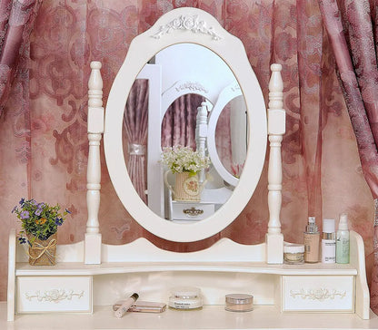 Modern Concise 4-Drawer 360-Degree Rotation Removable Mirror Dresser White =32759839 - view 2