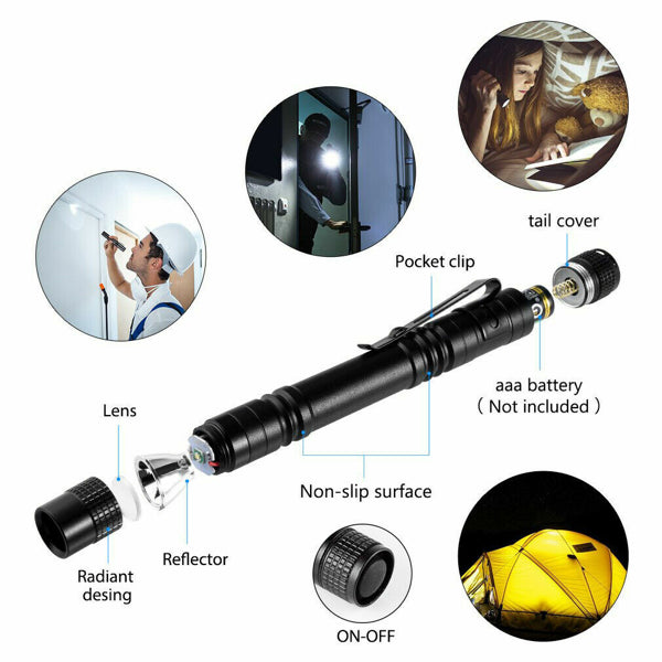 2 PCS Portable Mini LED Flashlight Camping Hiking Handheld Flashlight Pen Work light - view 6
