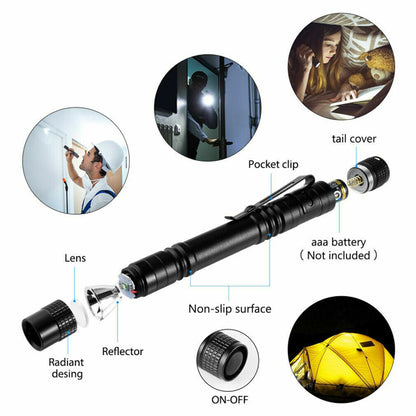 2 PCS Portable Mini LED Flashlight Camping Hiking Handheld Flashlight Pen Work light - view 6