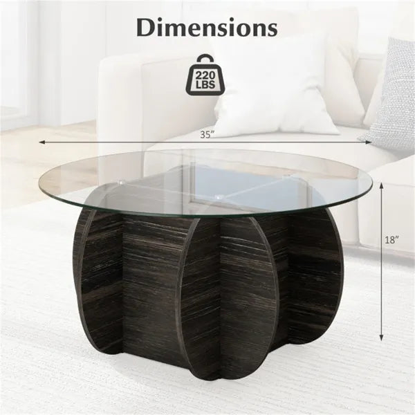 Sturdy Wooden Cocktail Table - Rubber Wood/Plywood/MDF Frame, 220lbs Capacity, Cross-Shaped Base - view 3