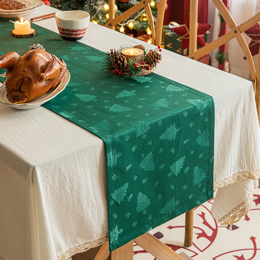 Christmas Table Runner Dark Jacquard Dining Table - view 7