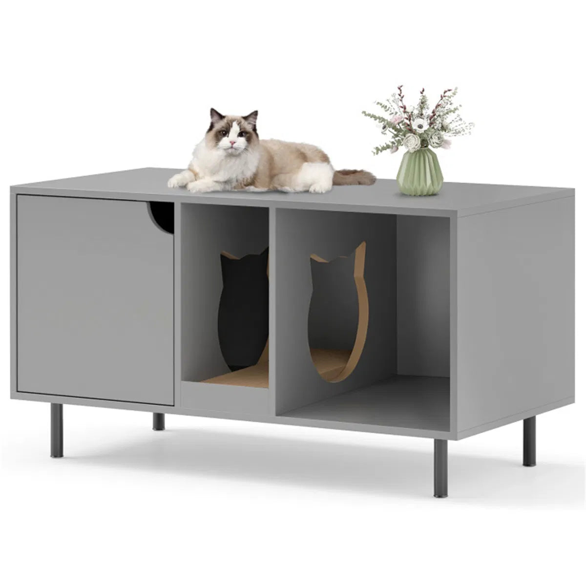 Gray Cat Litter Box Enclosure - view 2