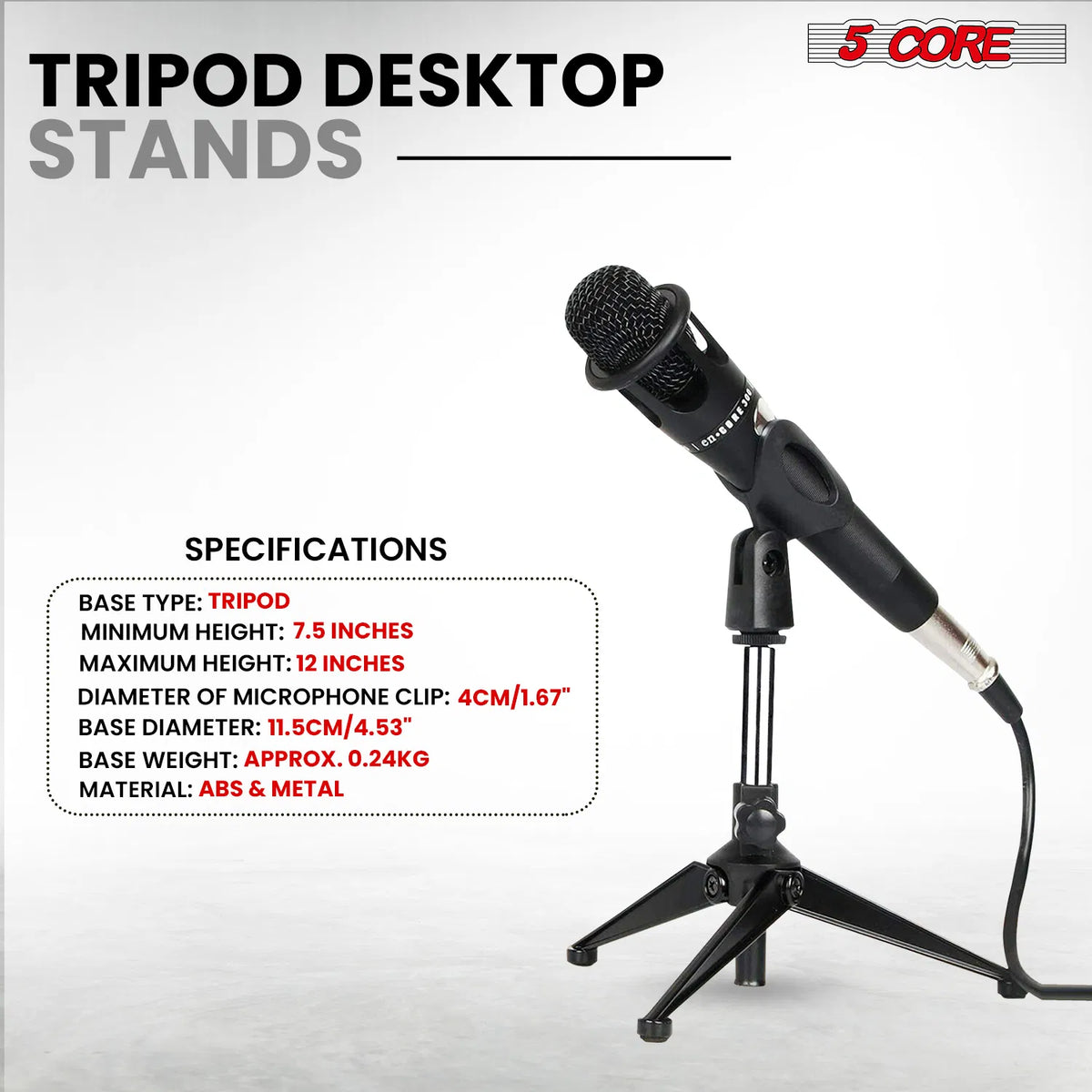 5 Core Desk Mic Stand Adjustable Desktop Microphone Stands Metal Tripod - view 7