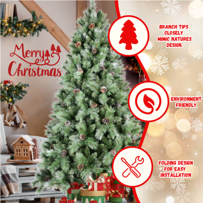 Artificial 7ft Green Christmas Tree With 1348PVC Hard Needle Mixed Branch Tips - view 4