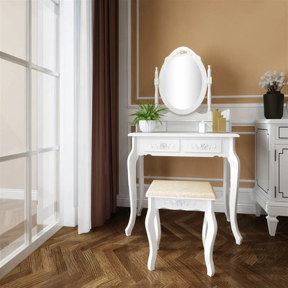 Modern Concise 4-Drawer 360-Degree Rotation Removable Mirror Dresser White =32759839 - view 4