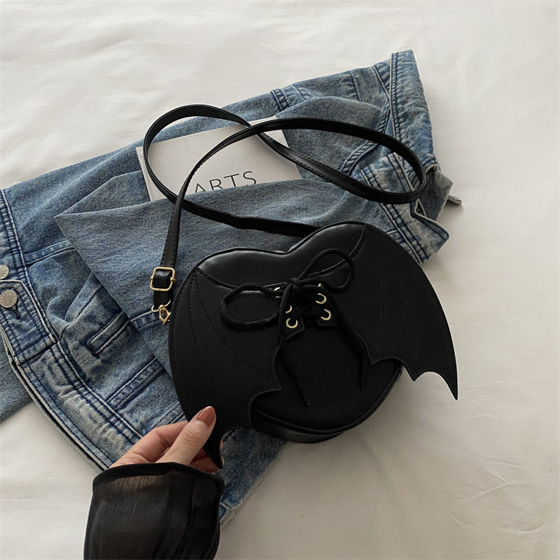 Heart Shape Bag Strap Design Bat Wings One Shoulder Crossbody Bag - view 9