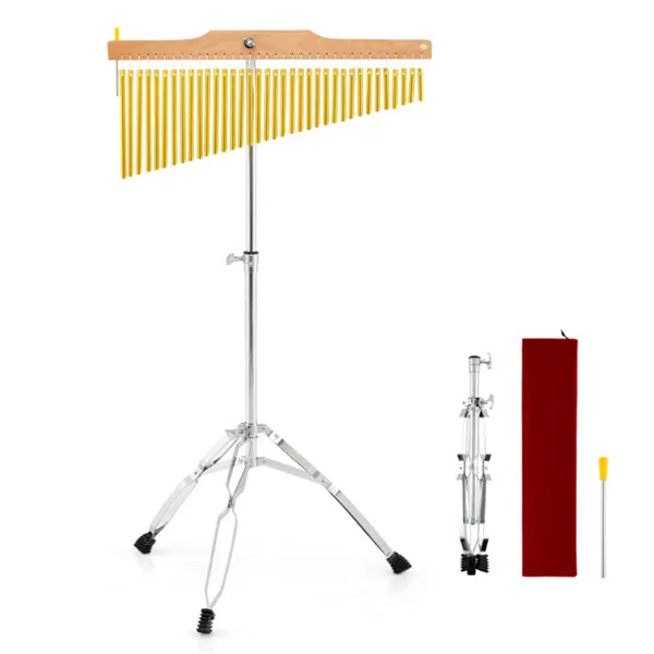 36-Tube Single-Row Wind Chime With Adjustable Tripod Stand, Portable Percussion Instrument For Church Band & Orchestra