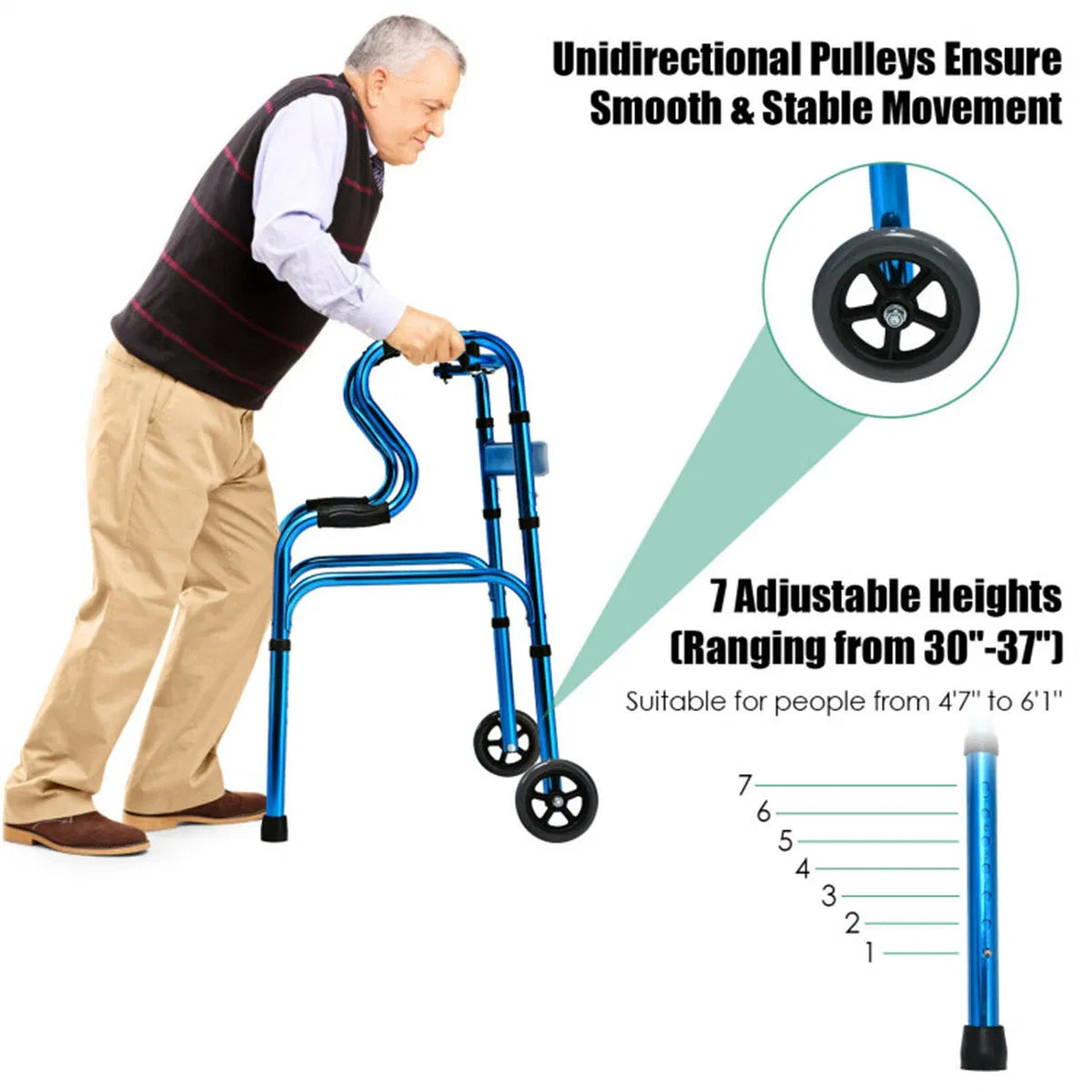 Blue Walking Aid Foldable - view 7