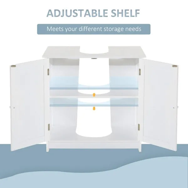Bathroom Cabinet with 2 Doors and Shelf Bathroom Vanity white-AS - view 6