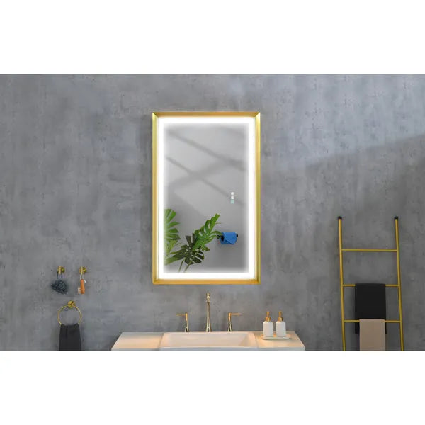 42x24 Inch LED Frontlit Bathroom Mirror with Metal Frame, Wall Mounted Vanity Mirror with Smart Touch Button, Anti-Fog - view 8