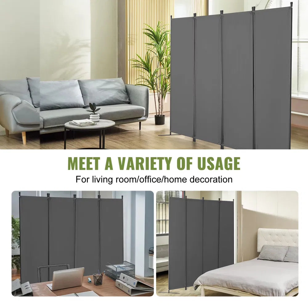 4-Panel Room Divider, Foldable Privacy Shields, Cloth Segregation Screens for Workspace, Sleeping Area, Meal Space - view 5