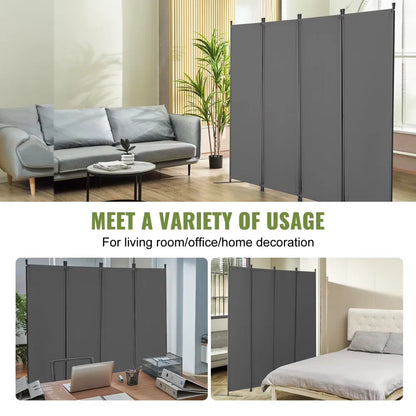 4-Panel Room Divider, Foldable Privacy Shields, Cloth Segregation Screens for Workspace, Sleeping Area, Meal Space - view 5
