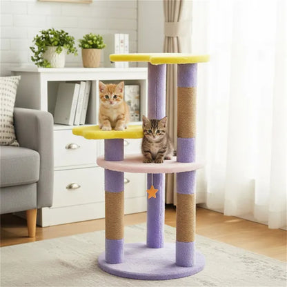 29" Moon & Star Cat Tree With 4 Levels, Jute Scratching Posts & Anti-Tipping Device For Kittens & Adults-Purple - view 4
