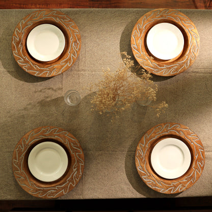 Handcrafted Wood Charger Plate Wooden Dinning Placemat Artisan Wood Tableware - view 4