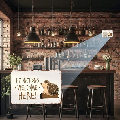 Hedgehog Welcome Sign, Animal Yard Decor, Weather Resistant Distressed Finish, Distressed Finish