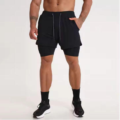 Gym Clothing Men Quick Dry 2 In 1 Gym Shorts Men Polyester Spandex Breathable Shorts Men Liner Running Fitness Shorts - view 5