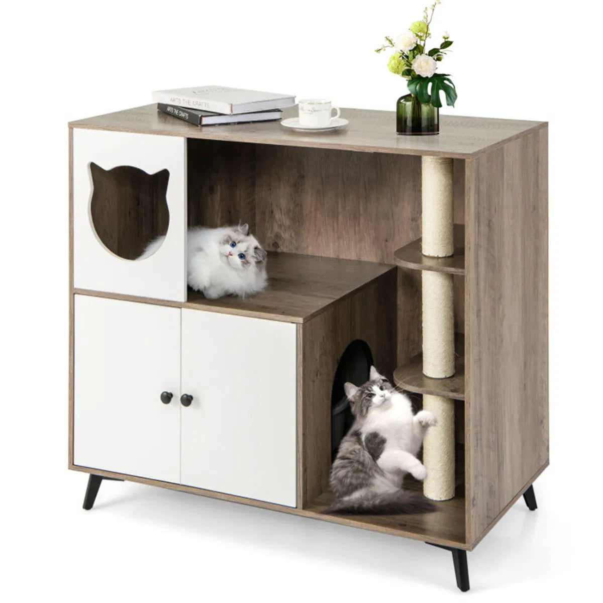 Cat Litter box with Cat scratching post, Cat Apartment, Cat House, locker - view 8