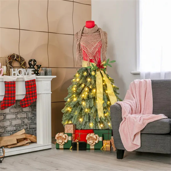 5 FT Pre-lit Mannequin Artificial Christmas Tree Dress Form - view 4
