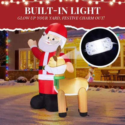 6.3FT Lighted Christmas Inflatable Decoration, Inflatable Santa And Reindeer - view 9