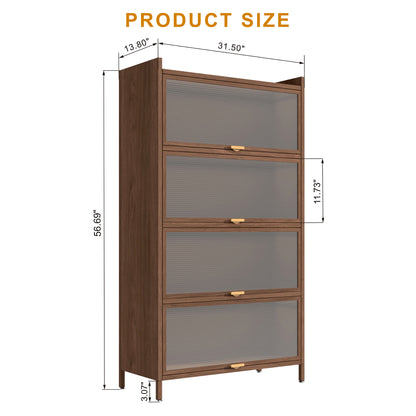 57'' Tall Metal 4 Flip Doors Cabinet, With Ample Storage Space For Bedroom, Office, Living Room, Hallway - view 3