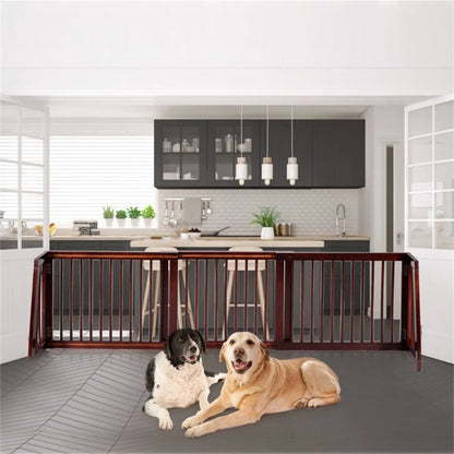 Wooden Pet Gate 3 Panels,Freestanding Length Adjustable - view 6