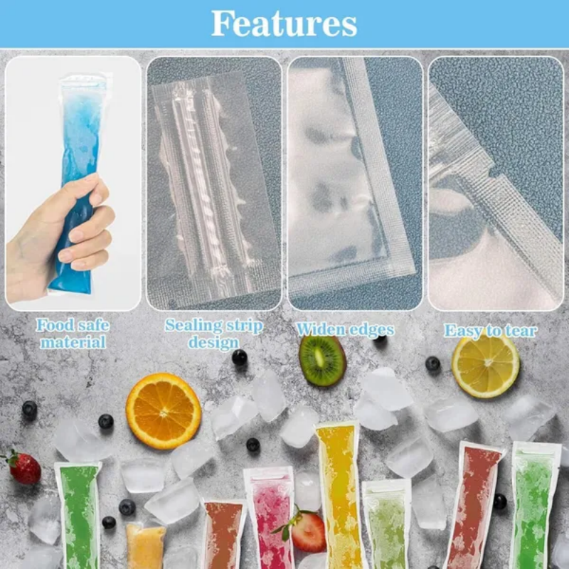 320 Pcs Disposable Beverage Packaging Bag Ice Popsicle Mold Bags With 2 Pcs Orange Funnels DIY Ice Lolly Bags BPA Free - view 5