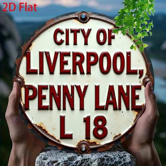 Retro Round Metal Wall Decor Liverpool Penny Lane Vintage Design