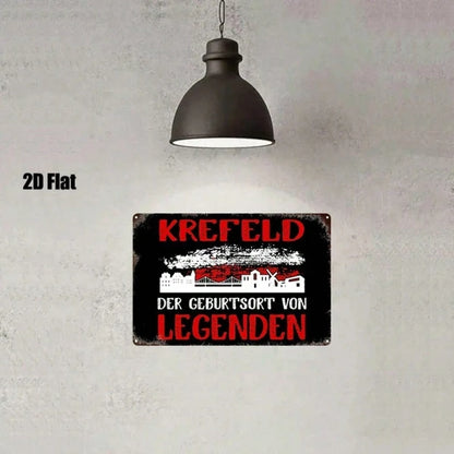1pc Krefeld Germany Metal Wall Art 8x12 Inch, Vintage Red & White 2D Flat Iron Decorative Plaque Sign For Bathroom - view 2