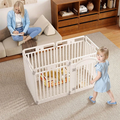 6-Panel HDPE Dog Playpen - Convertible Design (Playpen/Fence), Lockable Door, Suction Cups + Ground Stakes - view 3