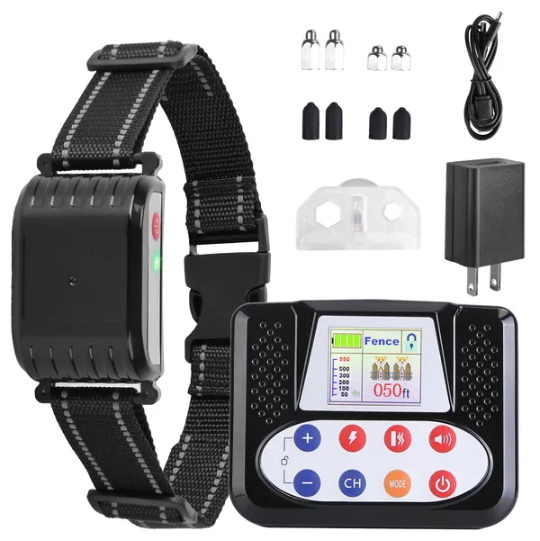 990FT Range Dog Wireless Fence Remote Training Collar IPX6 Waterproof Receiver With 0-9 Levels Beep Vibration Shock
