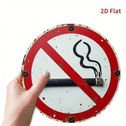 Vintage | 1PC Round Iron Metal No Smoking Sign 8x8 Inch 2D Flat Print Warning Plaque Multi-Use Wall Decor Art For Home - view 4