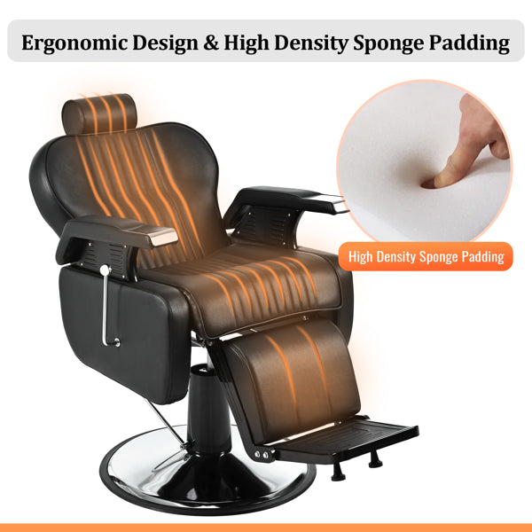 Heavy Duty Reclining Barber Chair,All Purpose Hydraulic Recline Barber Chair Salon Beauty Styling Chair360° - view 2