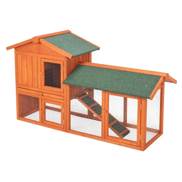 61" Wooden Chicken Coop Hen House Rabbit Wood Hutch Poultry Cage Habitat ()