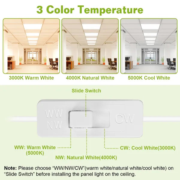 2Pcs 72W 2×2FT LED Panel Light 3800LM Flat Ceiling Light With 3 Lighting Color Temperature Equivalent LED Troffer - view 4