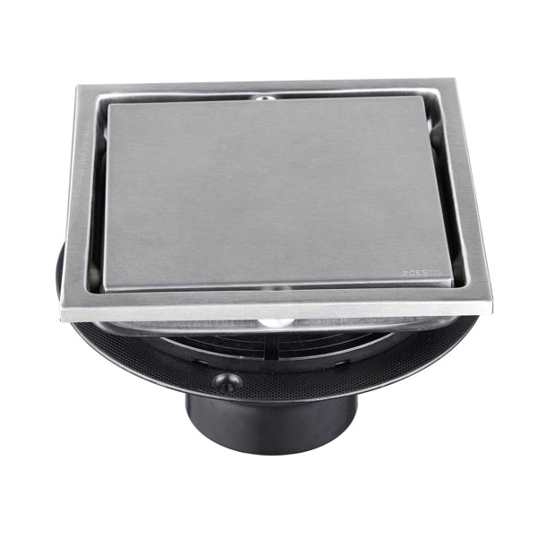 6 Inch Square Shower Drain With 2-in-1 Flat & Tile Insert Removable Cover - view 2