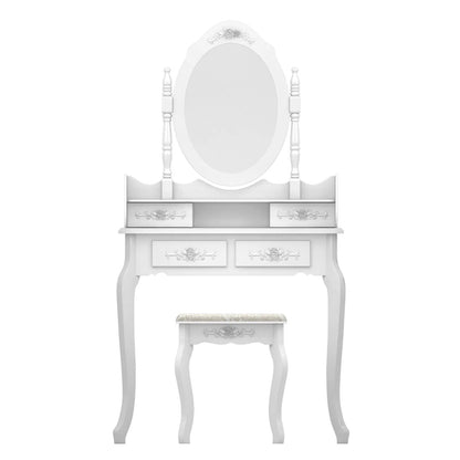 Modern Concise 4-Drawer 360-Degree Rotation Removable Mirror Dresser White =32759839 - view 9