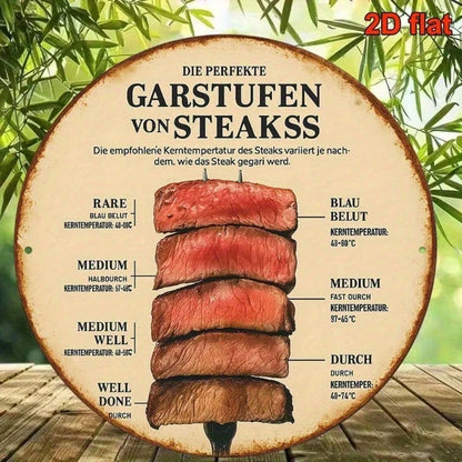 1pc Vintage French/German Steak Doneness Chart, 8x8 Inch Retro Meat Temperature Guide Sign - view 4
