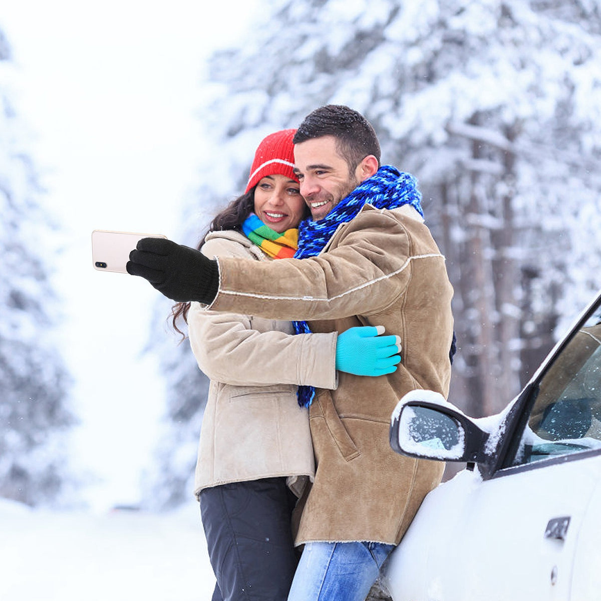 3 Color Options -- 1 Pair Unisex Winter Knit Gloves Touchscreen Outdoor Windproof Cycling Skiing Warm Gloves - view 9