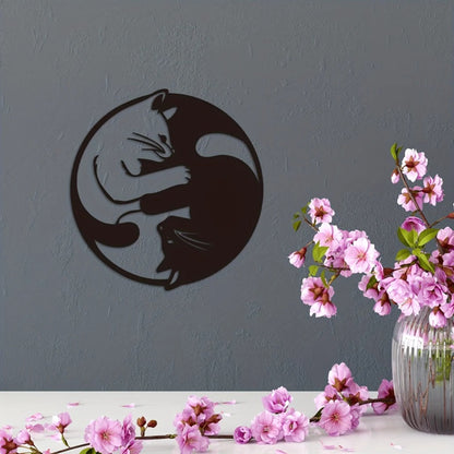 Yin Yang Cat Silhouette Aluminum Wall Art Zen Home Decor Holiday Gift - view 3
