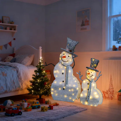 Set Of 2 Lighted Snowman With Top Hat Christmas Decorations, Pre-lit 2D Holiday Decor With 80 Warm White LED Lights - view 7