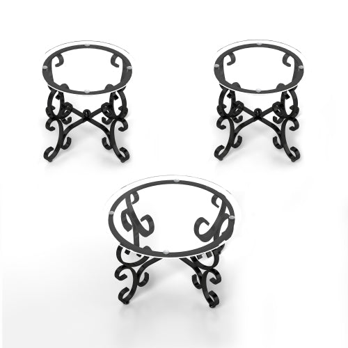 3 Piece Tempered Glass Surface Coffee Table Set Decor Coffee Table - view 3