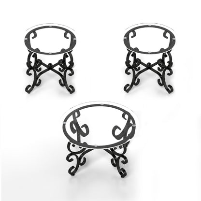 3 Piece Tempered Glass Surface Coffee Table Set Decor Coffee Table - view 3
