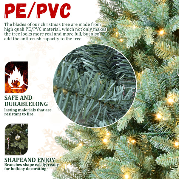 Artificial 7.5ft Blue Green Tint Christmas Tree With 2148 PE PVC Mixed Branch Tips, Memory Wire Iron Wire - view 5