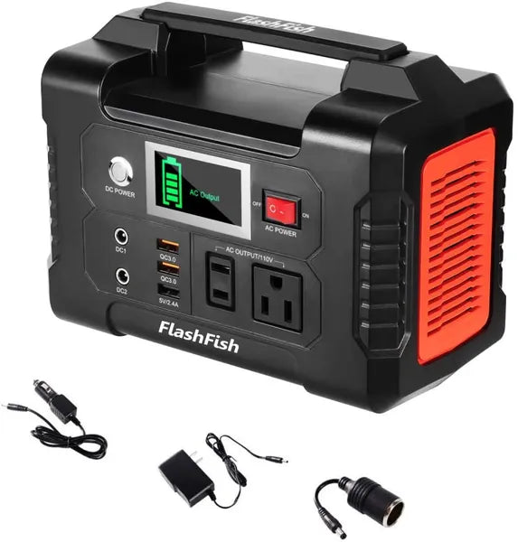 200W Portable Power Station, FlashFish 40800mAh Solar Generator With 110V AC Outlet/2 DC Ports/3 USB Ports